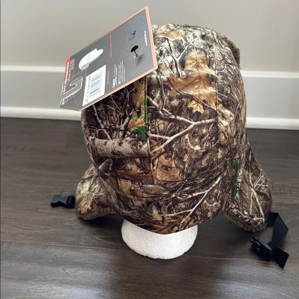 Hot Shot Trapper Hat,Sherpa lined,camo,heat factor 3,Realtree Edge winter